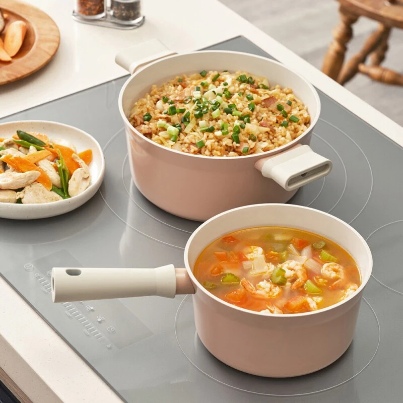 Sauce Pan Set with Lid Nonstick Saucepan Small Kitchen Pots Induction Pot, PFOA FREE Induction Bottom with soft touch handle