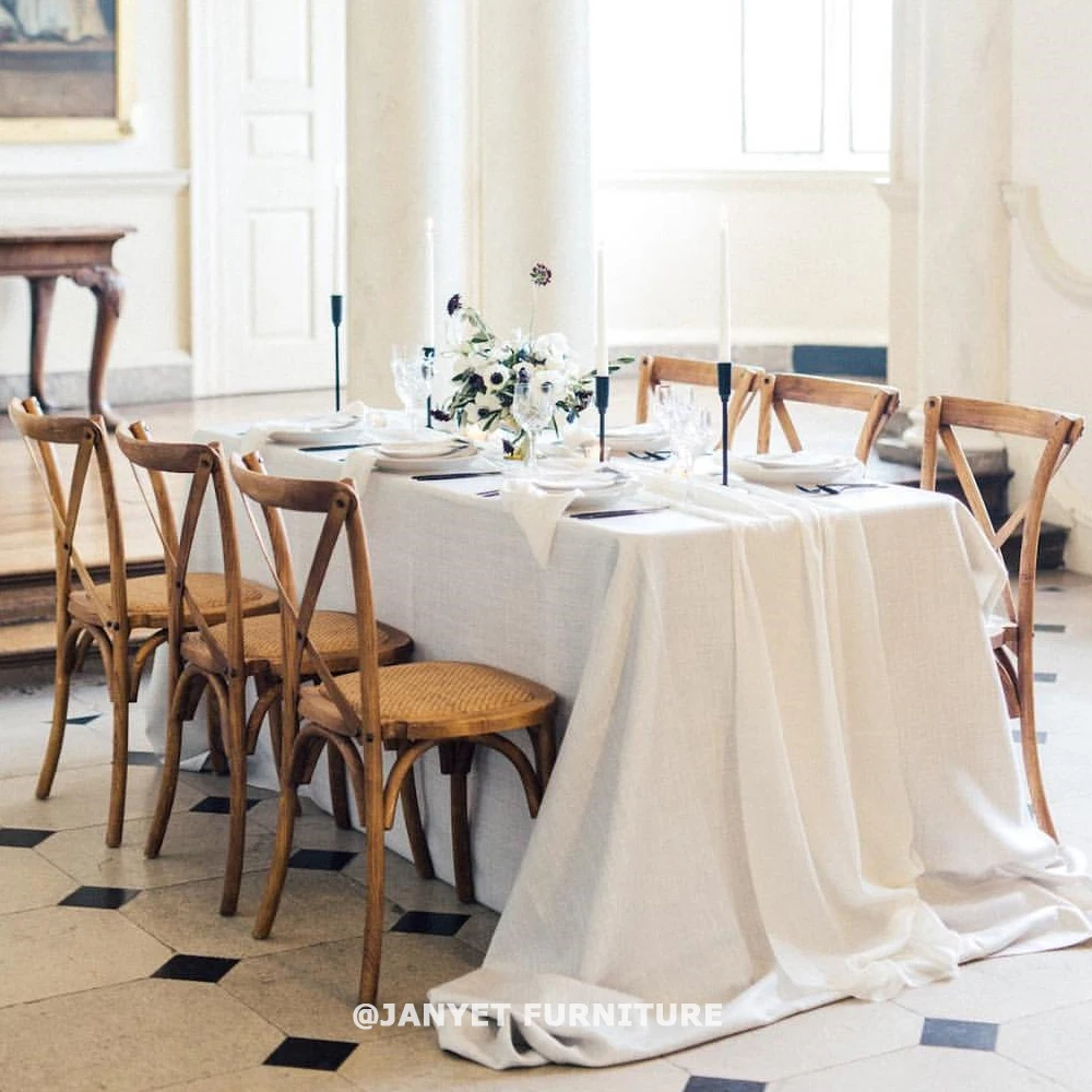 Wholesale Rustic Wedding Event Oak Stackable Crossback Wood Chairs