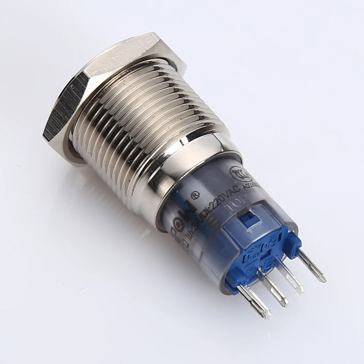 No.50 symbol ONPOW (CE, ROHS) LAS2GQ 16mm 1NO1NC ring illuminated power symbol brass pushbutton switch