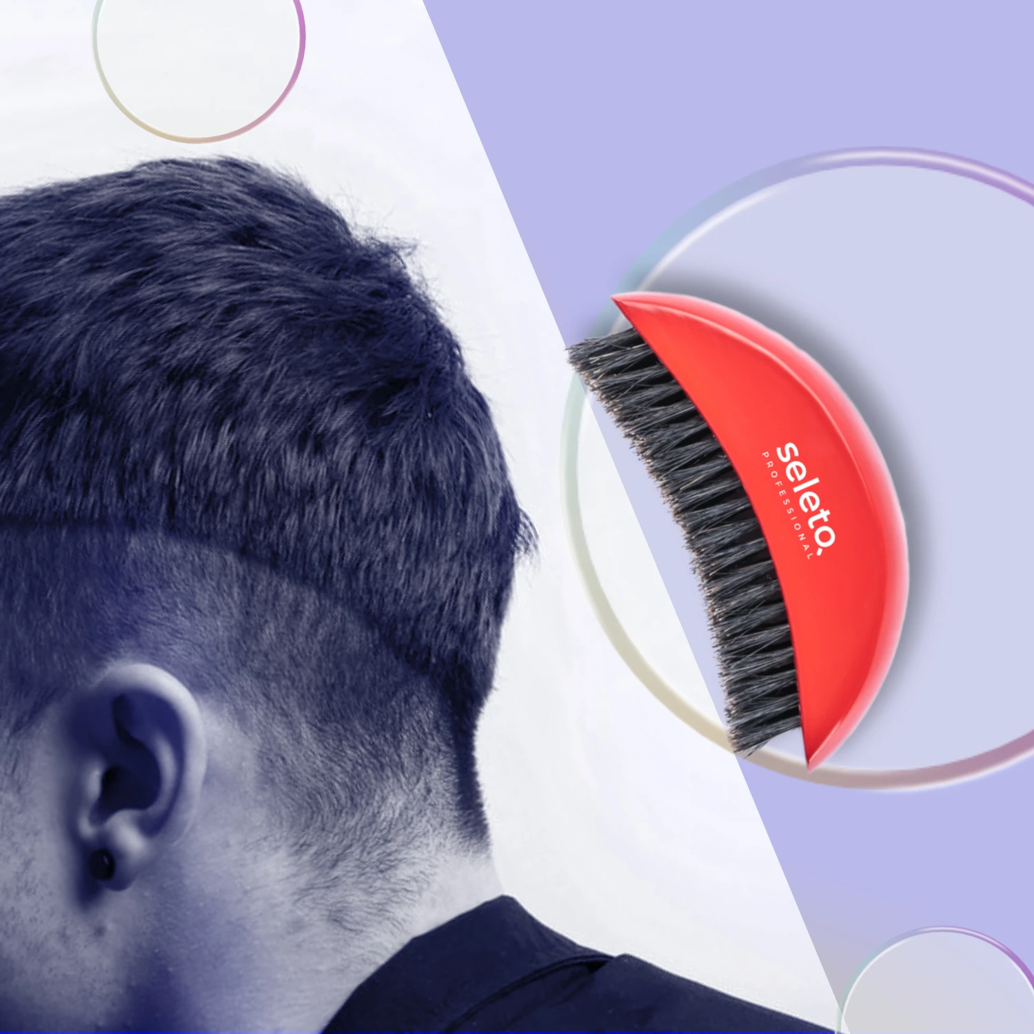 Handle Black Boar Bristle Fine Point Barber Hair Cutting Brush Beard Antistatic Ruler Comb Professional Soft Boar Bristle Wood