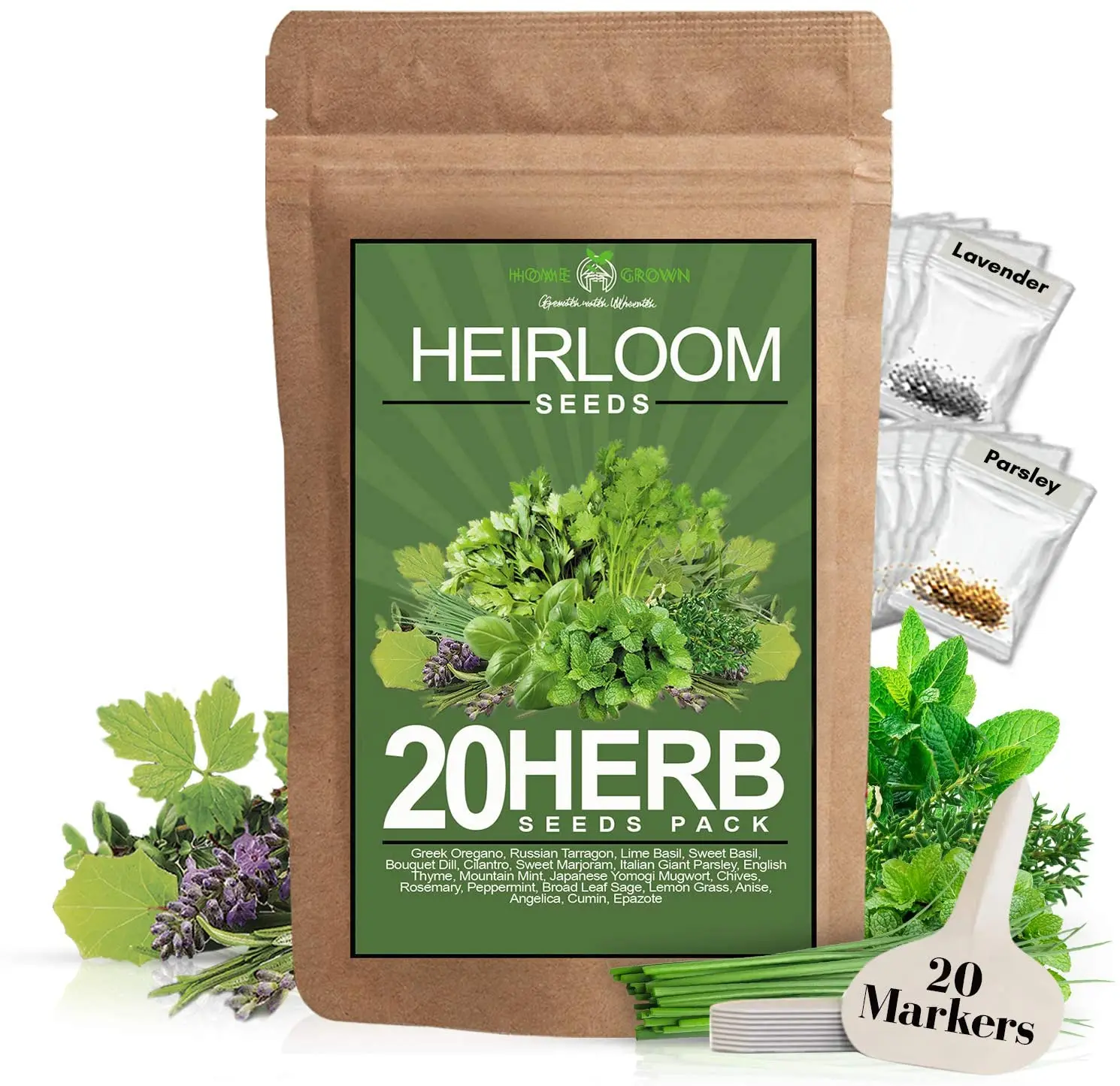 
20 Culinary Herb Seed Vault Heirloom Vegetables seeds - Plus Seeds for Planting for Indoor or Outdoor Herbs Garden,Customizable 