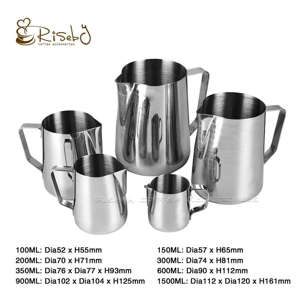 600ml Wholesale 304 Stainless Steel 1mm Thick Milk Frothing Jugs Eagle Mouth Milk Pitcher Latte Art Milk Jug
