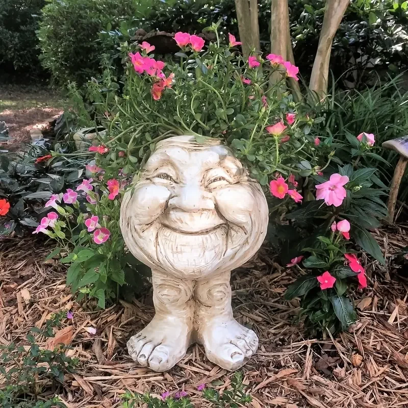 Garden Yard Lawn Resin Flower Pot Ornaments Funny Muggle Head Planter Face Planter Pots