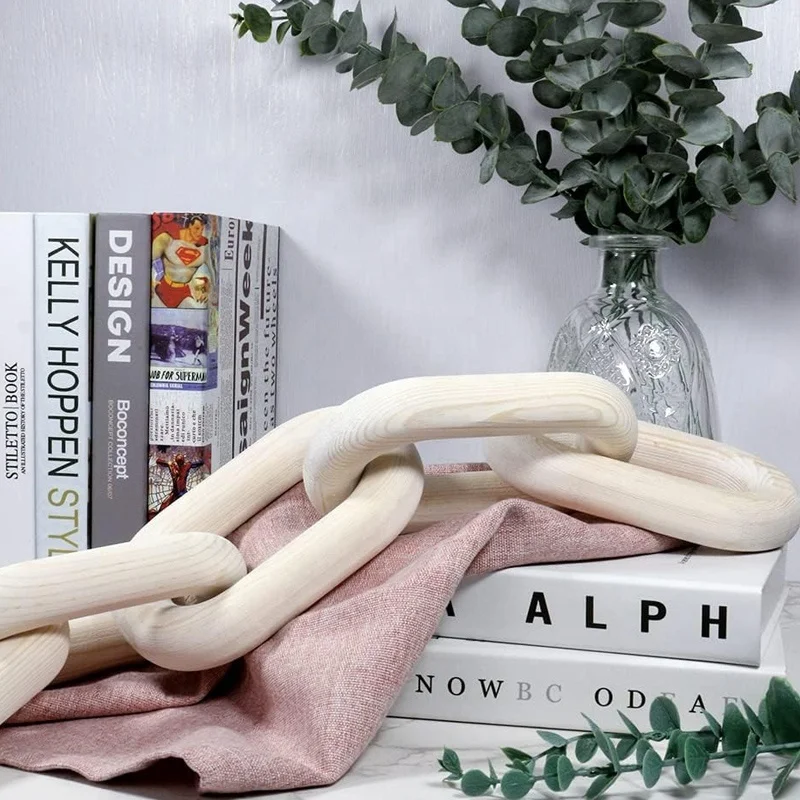 Decorative Wood Link Chain ,Farmhouse Aesthetic Wooden, Wooden Rustic Country Chain Decor