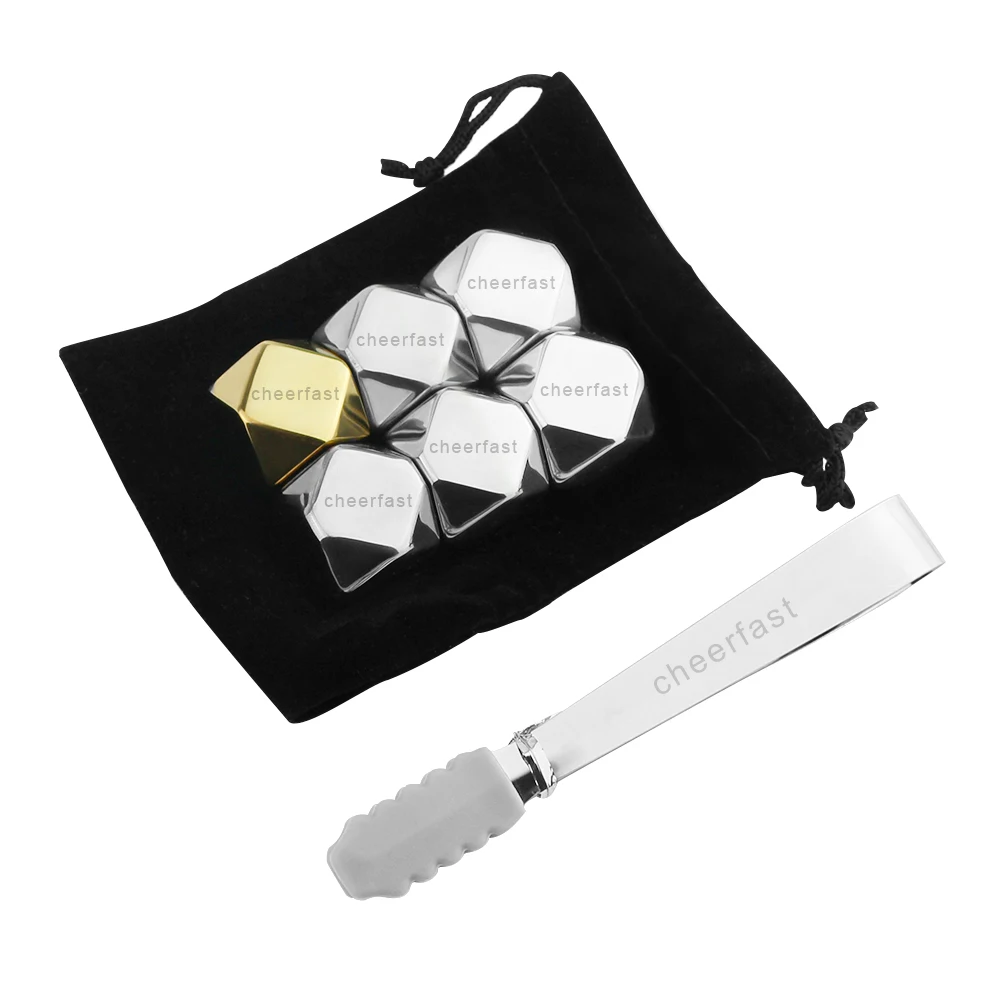 Personalized Ice Cube Metal 304 Stainless Steel Reusable Rhomboid Stone Chillers Silver Metal Rhombus Ice Cubes Rhomboid Shaped