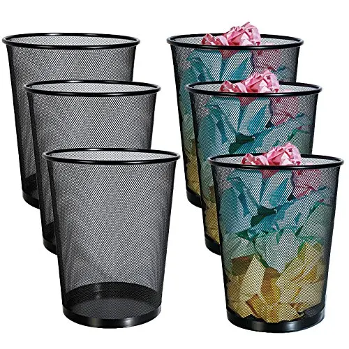 
6L Metal Material Round Mesh Wastebasket Trash Cans 