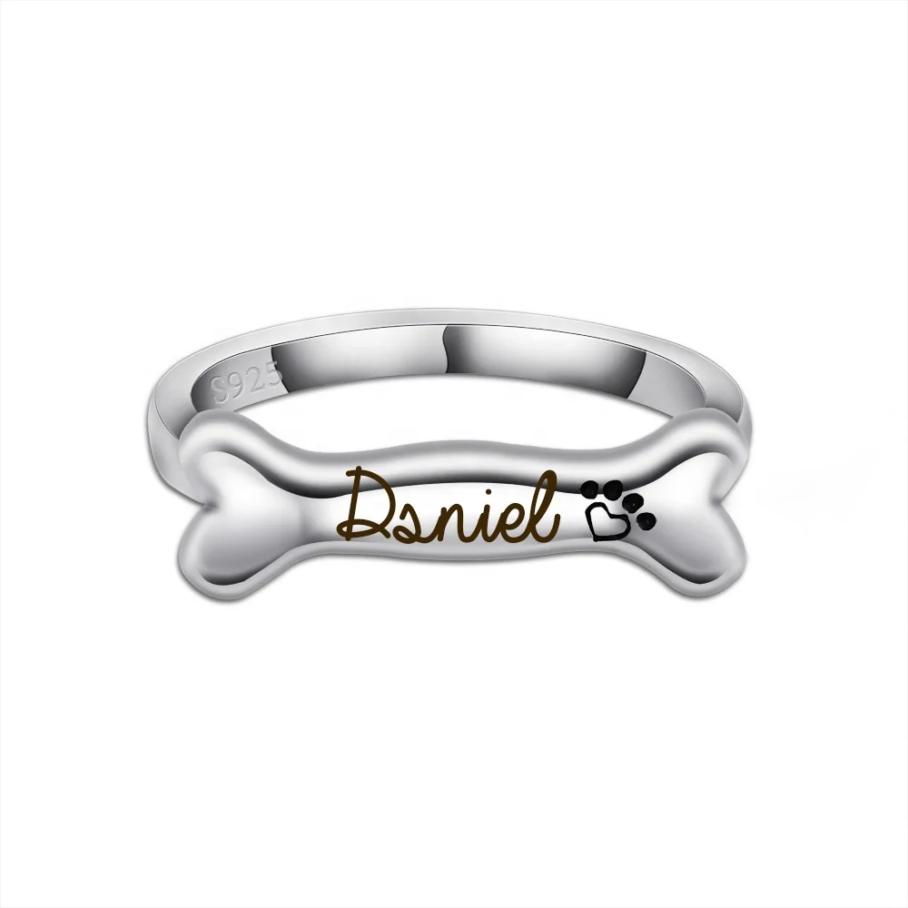 
Animal Dog Bone Customized Name Rings Jewelry for Women Jewelry Gift Custom Your Name Rings Lover Gifts 