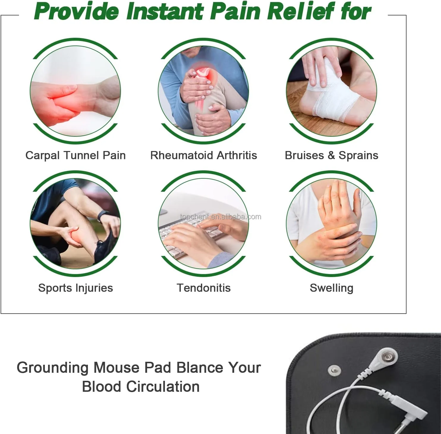 Portable Grounded Mouse Mat 11*13 Inch Grounding Mat Mouse Pad for Working Office Non-Slip MousePads with Eearthing Wire