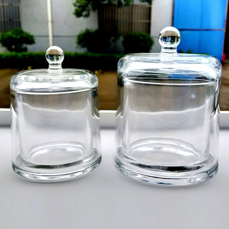 Multi-function Storage Jars Glass Candy Jar Transparent Golden Bell Cover Glass Aromatherapy Candle Holder