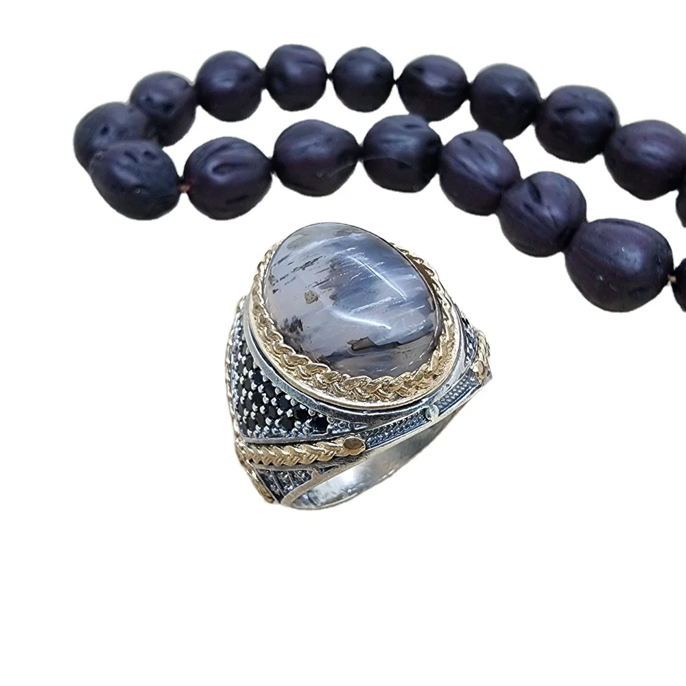 925 Sterling Silver Yemen Aqeq Men Ring Turkish Ring Ottoman Arabic Trendy Ring Accessories Gift for man Traditional