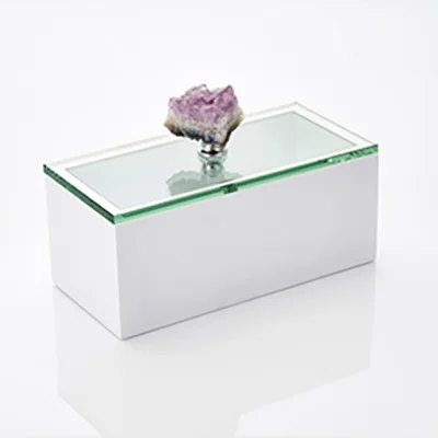 Customized Handmade Home Decoration Mirror Glass Jewelry Display Agate Handle Mother Of Pearl Box