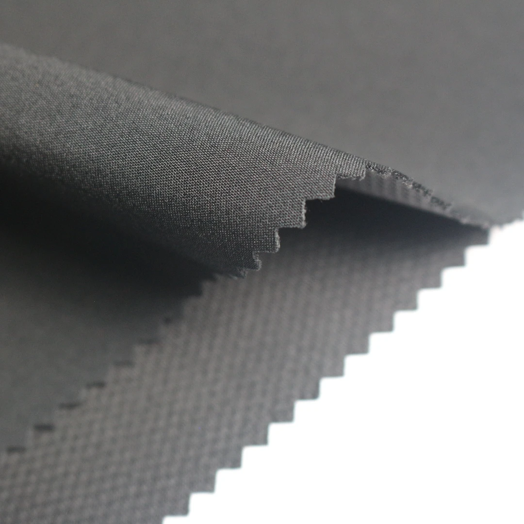 PS1/ROON8-4 60C REC 100D Recycle Poly Spandex bonded with Poly 75D bird eyes dobby fabric for jacket