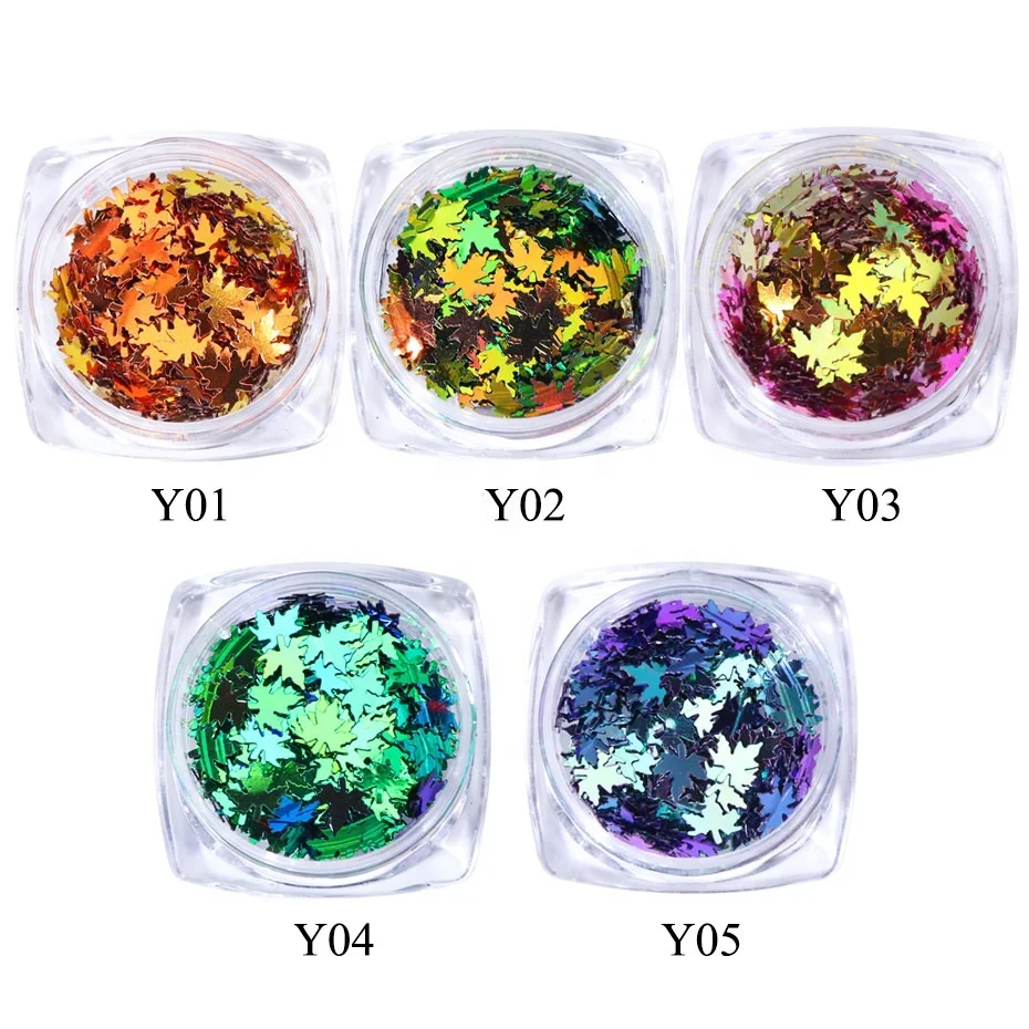 1 Box Flakes Paillettes Designs Manicure Nails Glitter Autumn Decorations Fall Leaf Nail Art Sequins Gold Maple Leaves