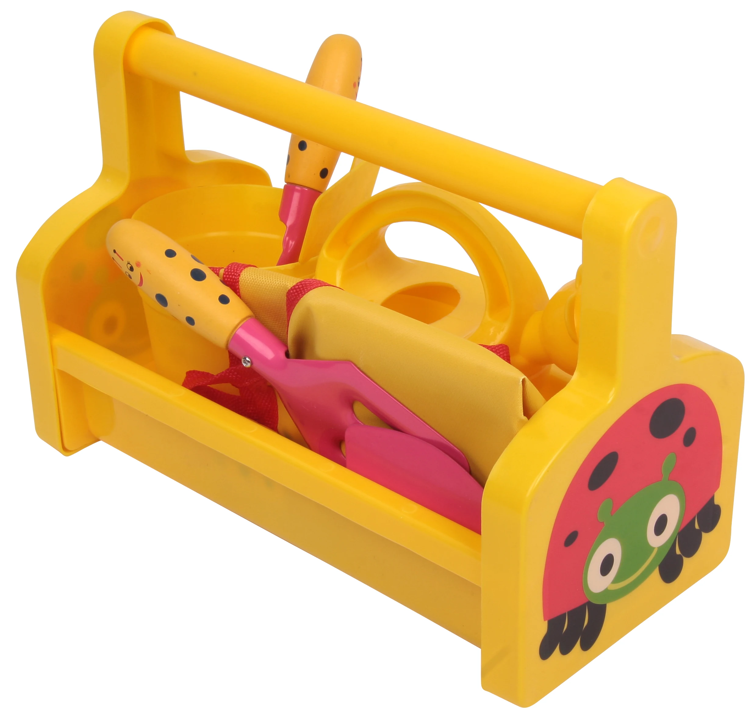 
kids garden plant grow pretend learning metal plastic tool kit shovel rake trowel organizer basket tool set 