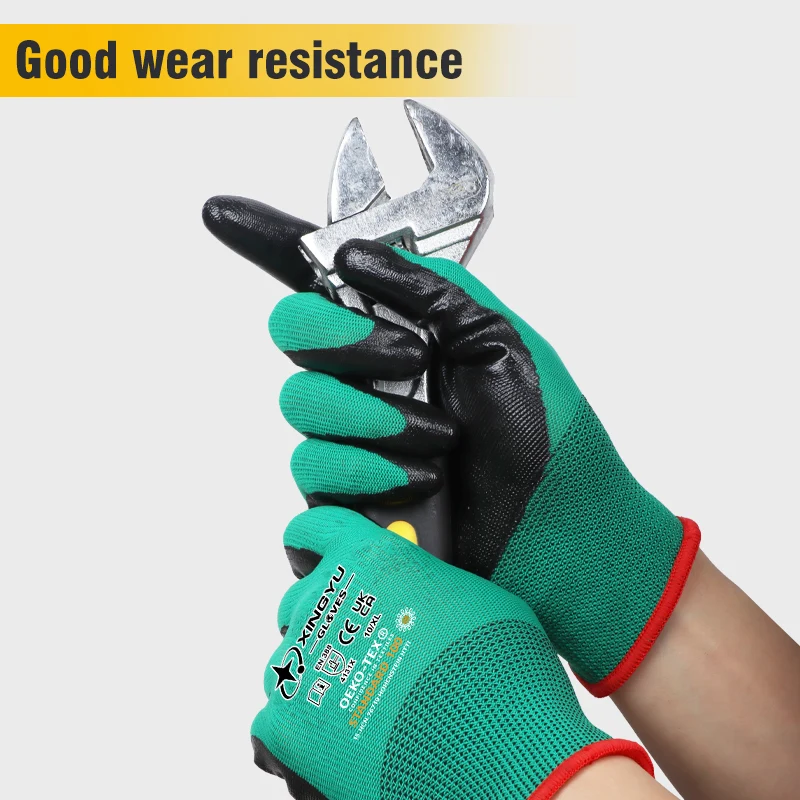 XINGYU China Assembly Heavy Duty Work Industrial Gloves For Leather Work Waterproof  Safety Nitrile Coated Work Gloves