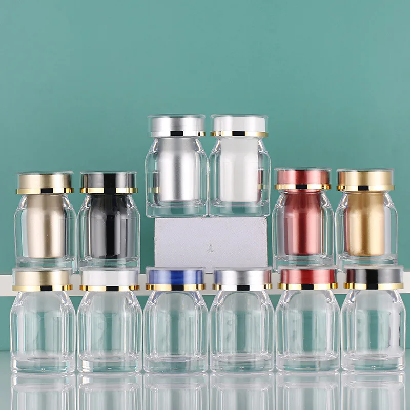 Food grade jar transparent pill PS plastic medical bottle with plastic lid inner bottle