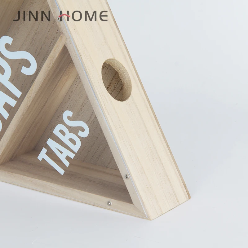 Best Selling Natural Paulownia Wood Wine Cork Holder Newest Pyramid Design with 3 Cells Wall-Mounted Table Stand for Wine Boxes