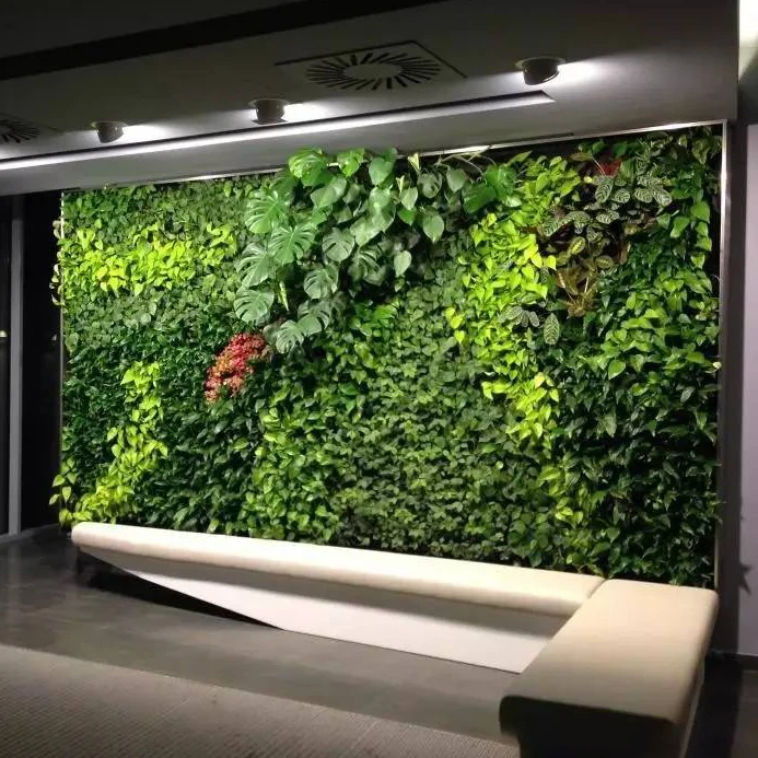 Plastic Green Wall panels artificial hedge fence backdrop grass Outdoor Green Wall