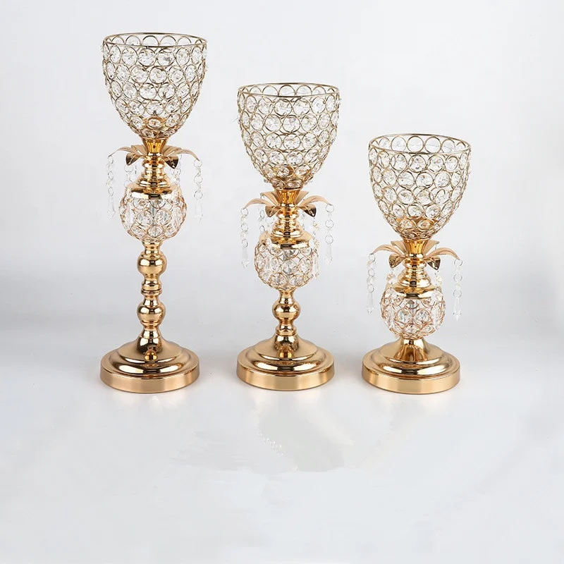 
Manufacturer wholesale cheap wedding table gold crystal center piece 