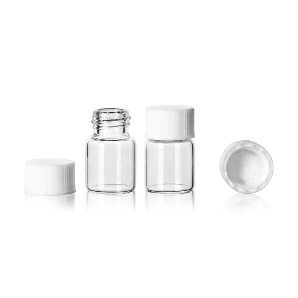 5ml 7ml Clear Glass Seal Bottles Reagent Sample Vials with Glass Screw Lids