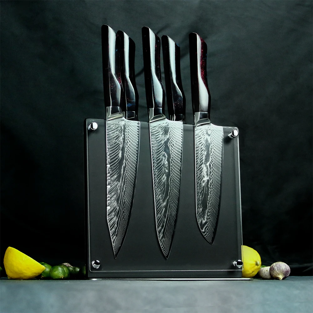 Steel Base with Aciacia Magnetic Knife Holder Both Sides Black Block