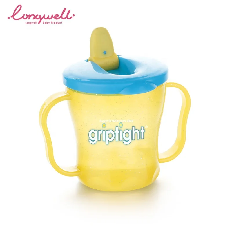 Ningbo Longwell PP BPA Free Baby Training Cup Solid Color Logo Custom Kids Water Mugs Handled Double Flip Spouted Drinking Cups