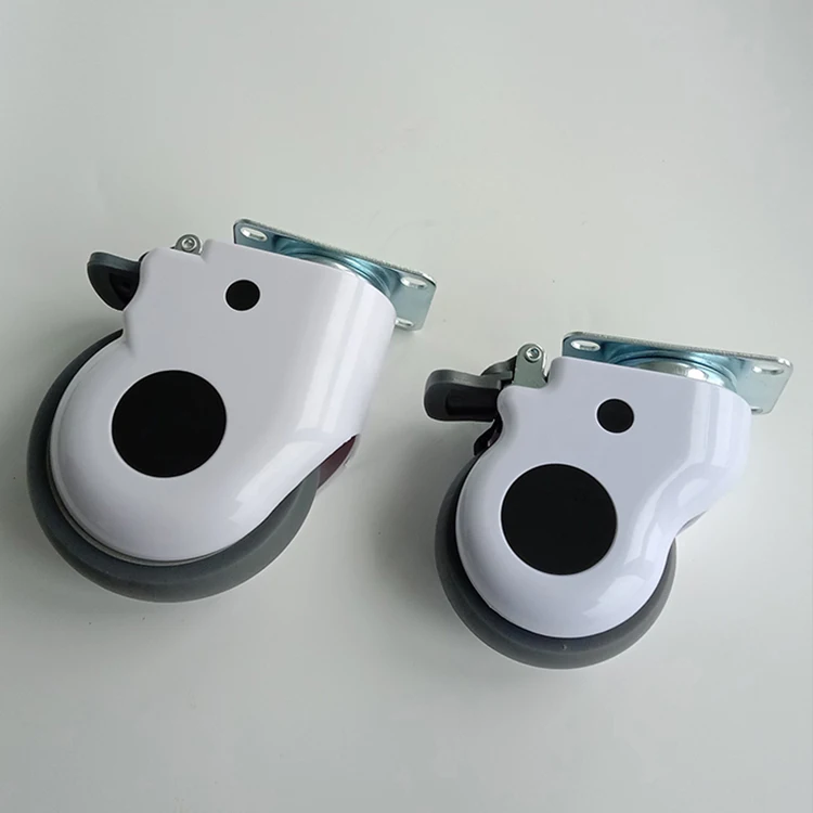 High Quality Hospital Single Brake Castors Wheel White universal wheels Medical cart Swivel Plate Caster