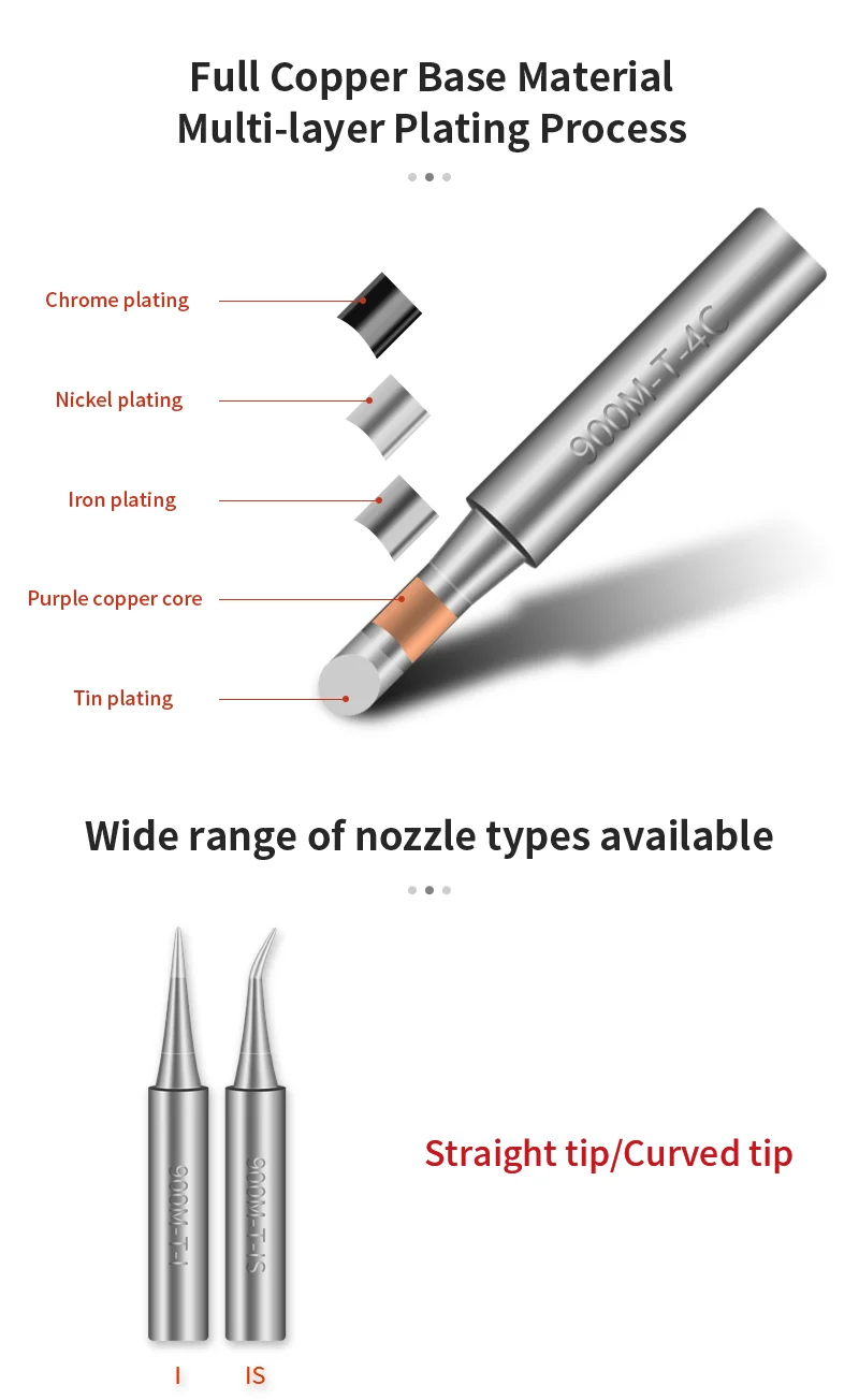 Wholesale Factory price 900M Series 900M-0.8C/1C/2C/3C/4C Lead-free Soldering Iron Tips Used In 936/937 Soldering Station