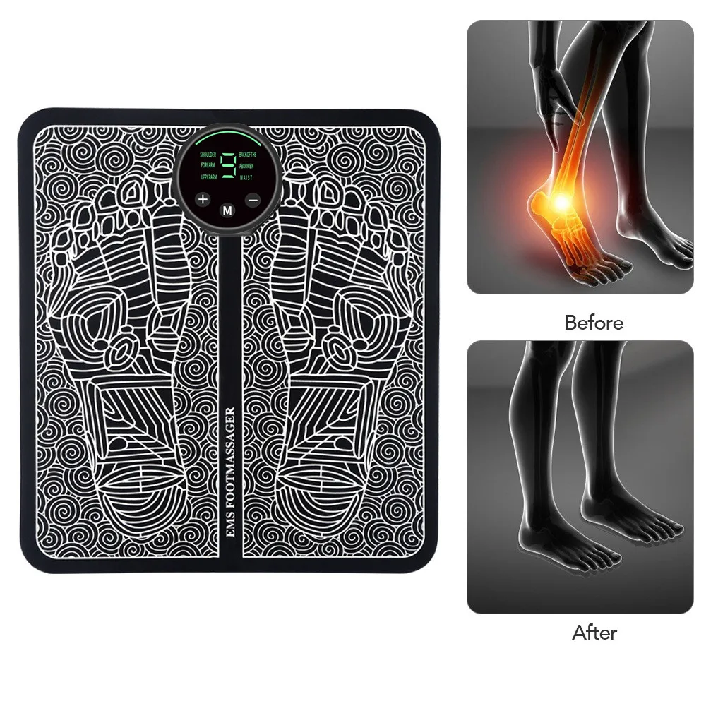 EMS Foot Massager 12 Modes 19 Levels Pad Muscle Stimulation Foot Massager Mat Health Care Foldable Massage