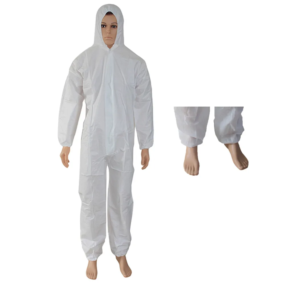 Type 5 And 6 Ppekit Ppes Suit Medical Disposable Coverall Protection Waterproof White 65Gsm