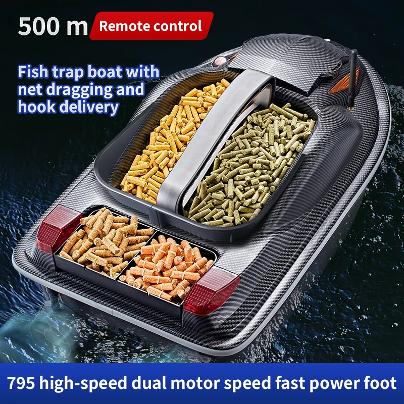 Factory HJ817 Dual-Motor 2.4G Remote Control Nesting Boat 7 Lb Heavy Load Night Lights RC Fishing Bait Boat