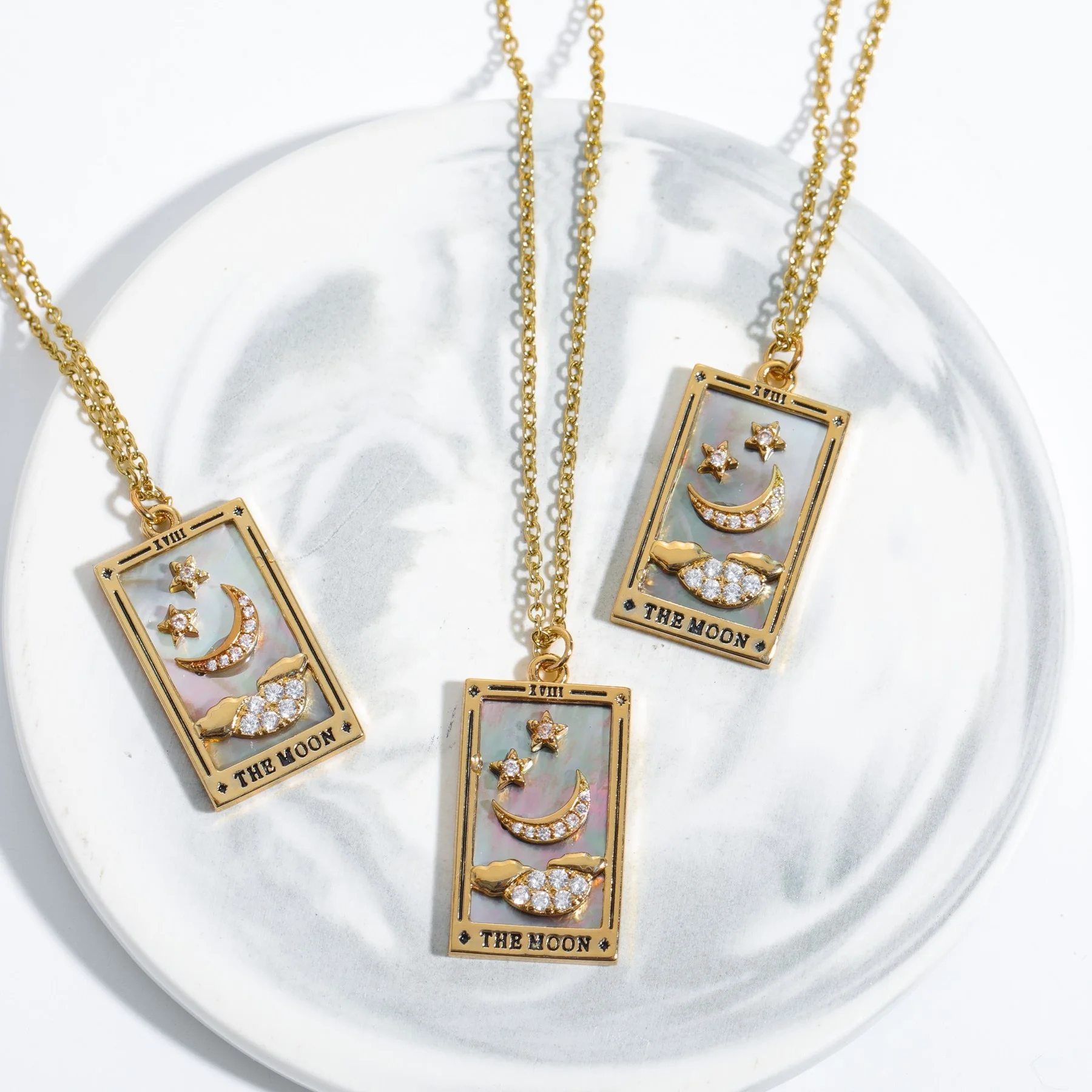 TAROT With Diamond Drop Oil Square Brand Ins High Praise Hot Cross-Border Specialized Stainless Steel Fashion Jewelry Necklace