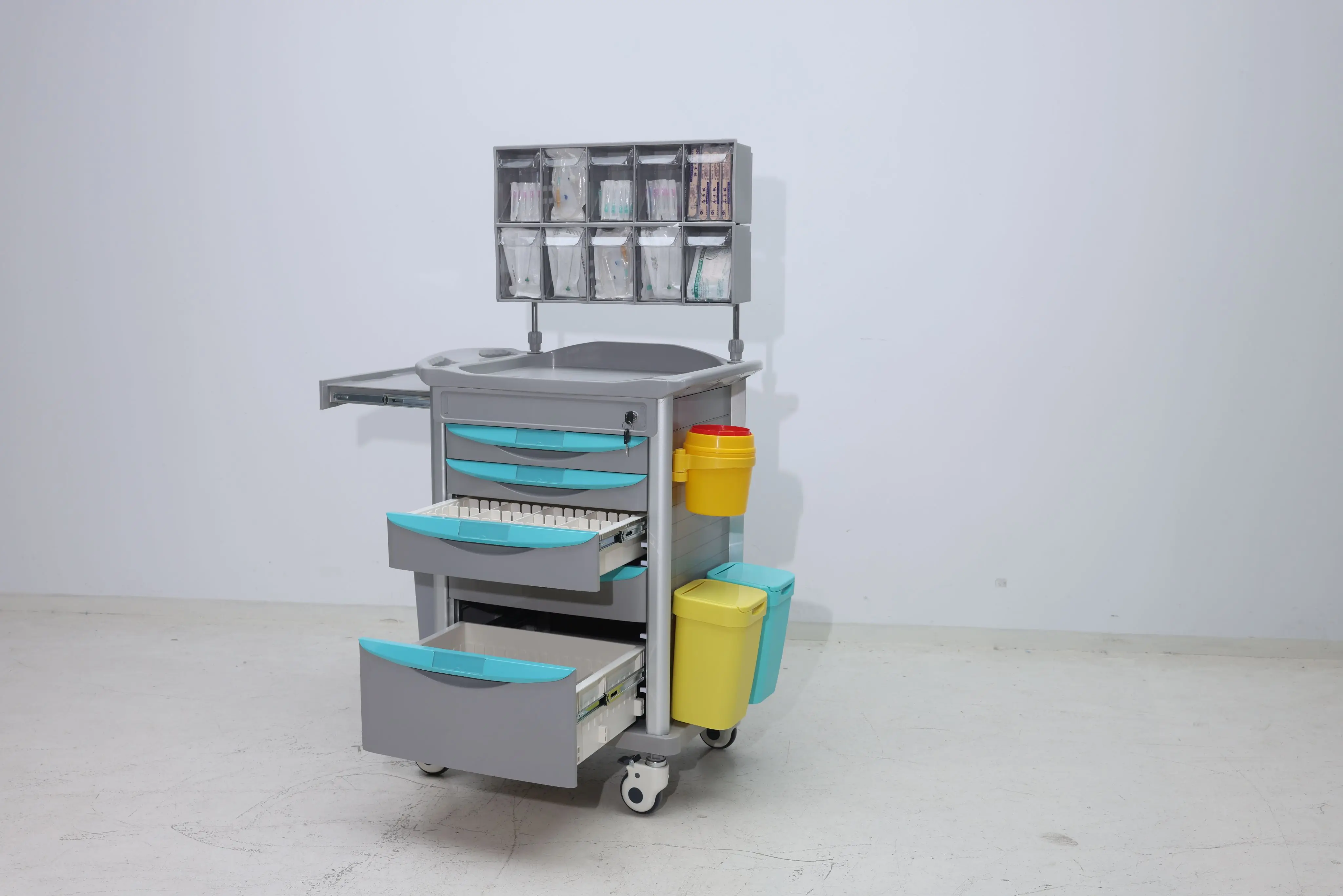 High Quality ABS Plastic Medical Cart Hospital Emergency Trolley Nursing Treatment Cart Medical Anesthesia Trolley For Patient