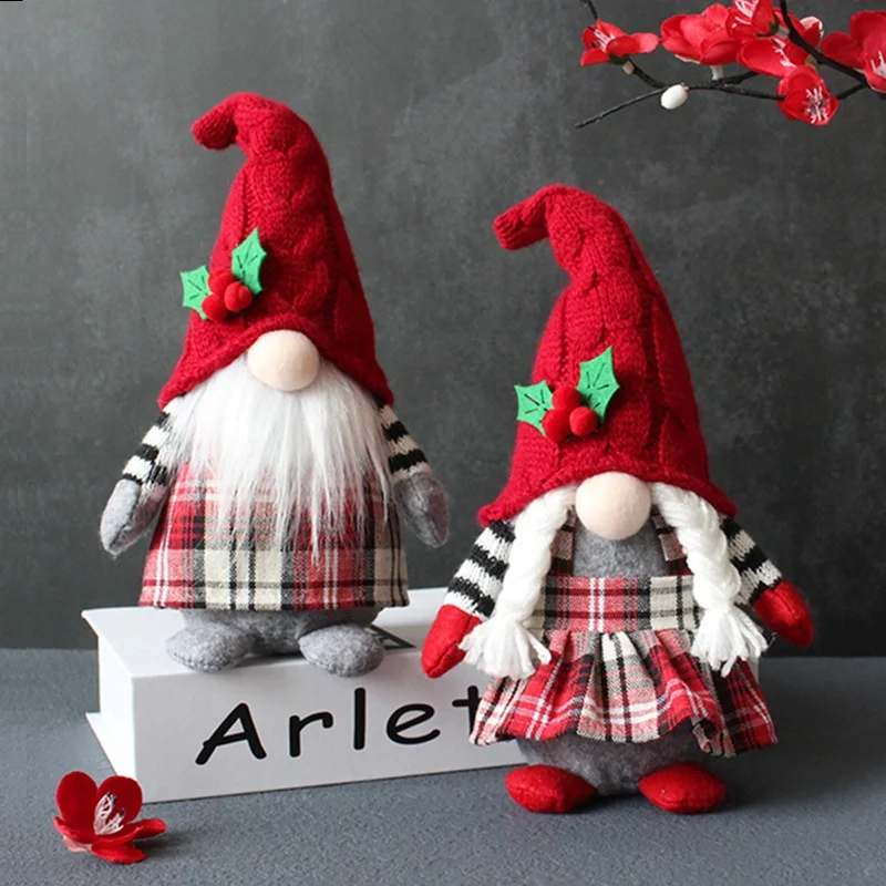  Christmas Gnomes Set Handmade Santa Gnome Plush Doll Figurine gonk Dwarf Elf Household Felt Decoration Ornaments