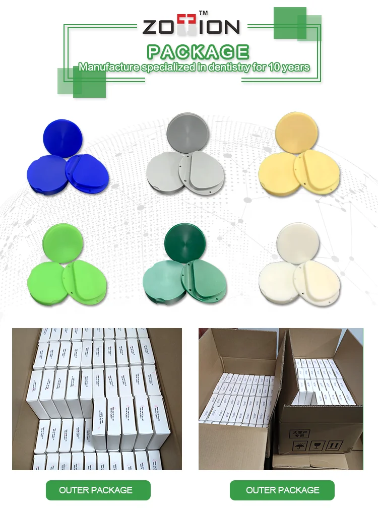 Zotion cadcam Blue Green Gray Dark green Ecru White dental milling wax block