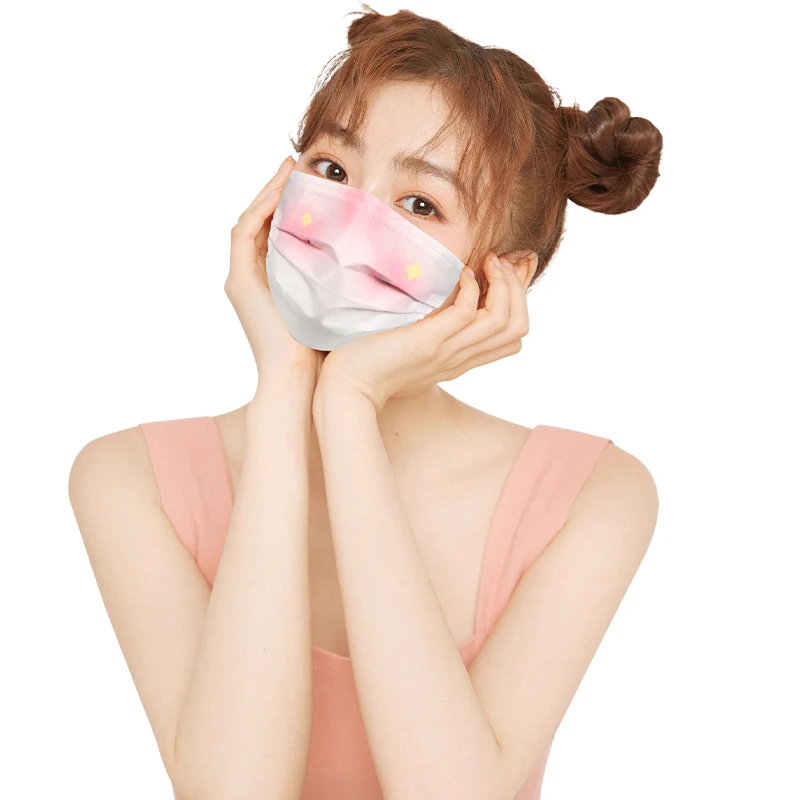 High quality 3ply non-woven cotton breathable safety facemask for daily use cute blush design masks disposable medical face mask