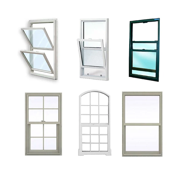 UPVC windows single hung double hung windows with grill design and mosquito net