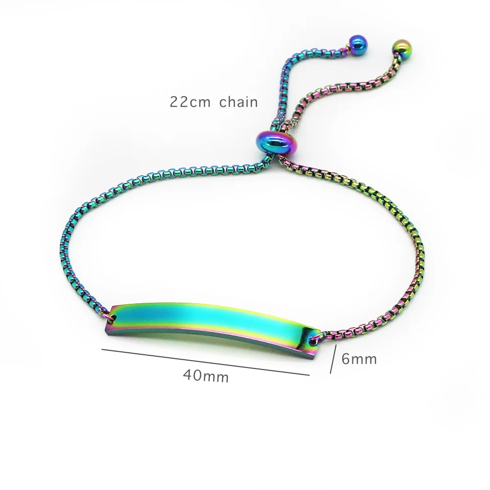 Non Tarnish Custom bracelet Stainless Steel Adjustable Curved Long bracelet DIY Engraved Bracelet