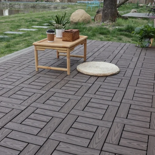 Переплетенная настильная плитка WPC сад патио балкон композитный пол 30x30 см