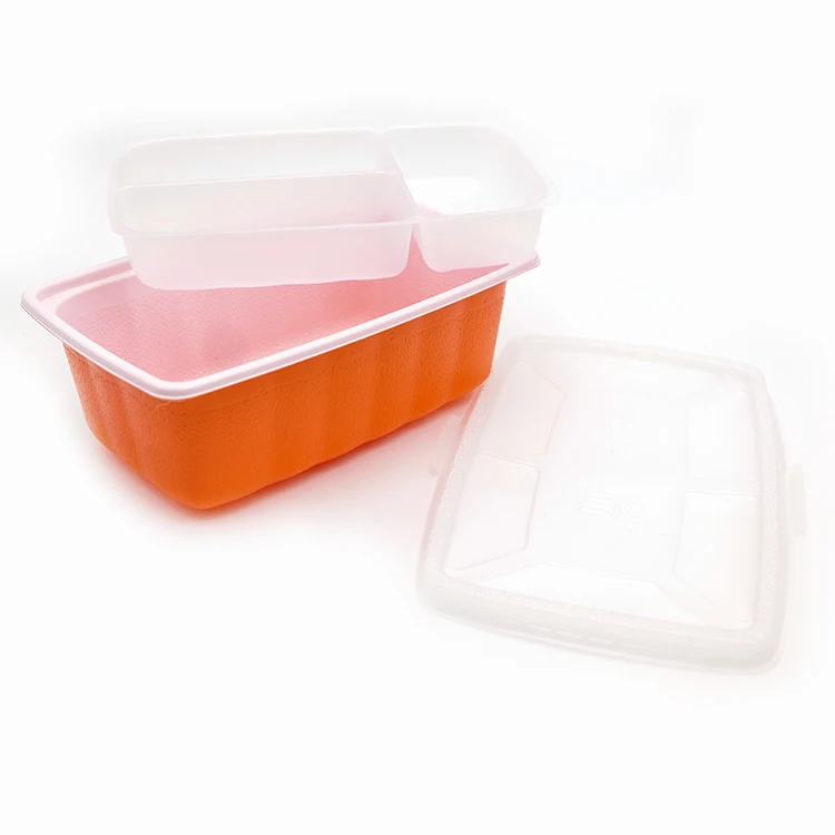 900ml Plastic Fast Food Packing colorful PP meal prep containers 3 compartment