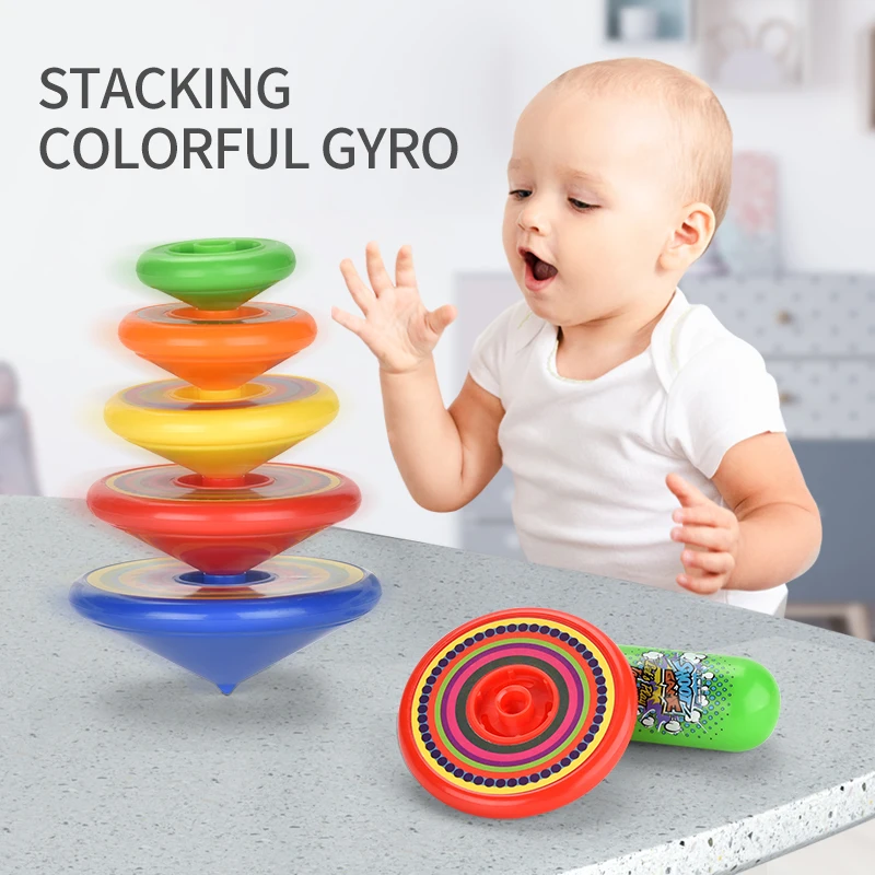 Hot Sell spining light top stacking toys sets for kids