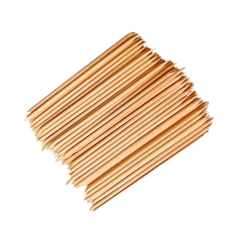 Палочка из оранжевого дерева 7,5 см с двойными концами, маникюрная палочка