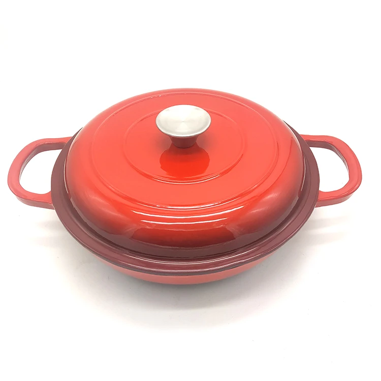 2in1 cast iron double dutch oven with frying pan die casting pot frying pan cast iron non stick square bbq grill pan