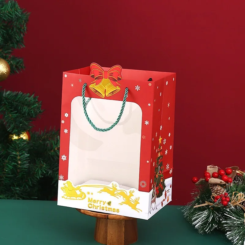 Environmentally Friendly Cartoon Christmas Paper Bag With Handle Customized Paper Bags