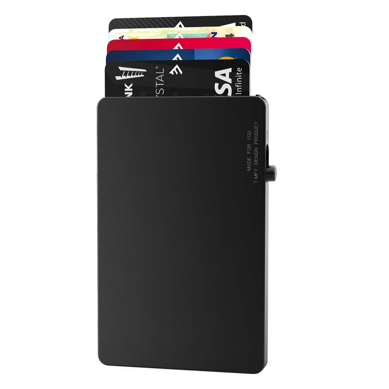 New Patented Travel Minimalist Aluminum Rfid Pop Up Metal Credit Card Holder Thin Slim Automatic Smart Wallet For Men