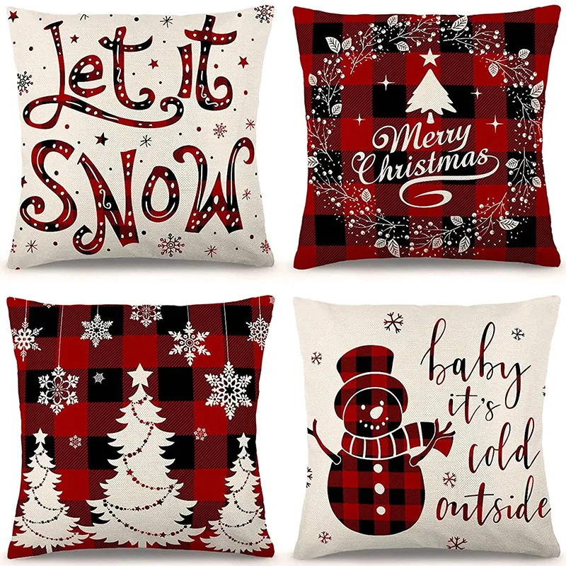 Christmas Pillowcase Sofa Living Room Pillow Cushion Wholesale Elk Snow Holiday Decoration Home 10 Linen Knitted Customizable