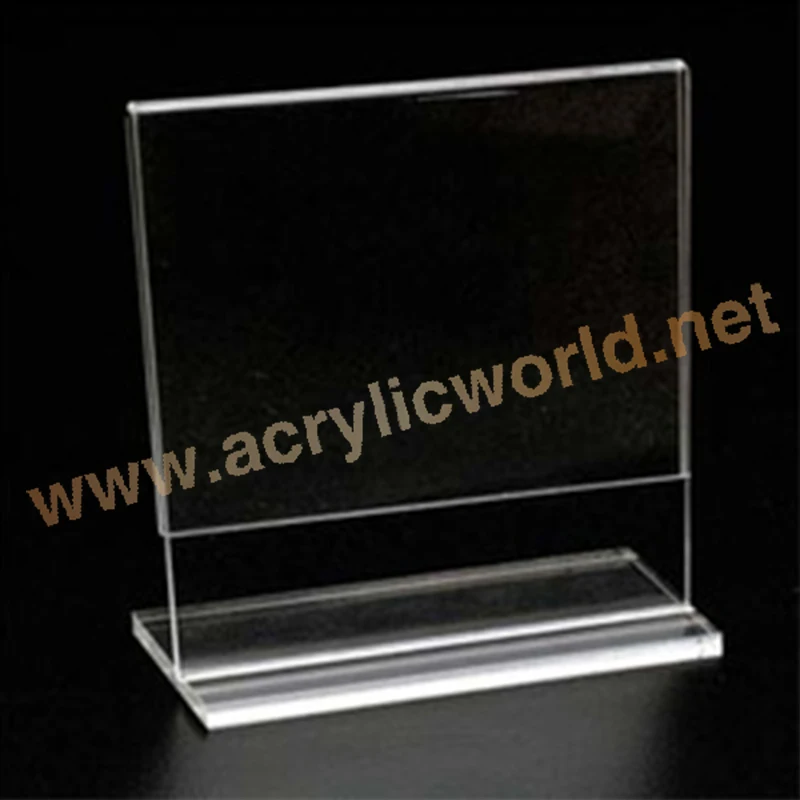 Factory Custom A5 Clear Acrylic T Shape Poster/ Menu/ Sign display stand acrylic menu sign rack