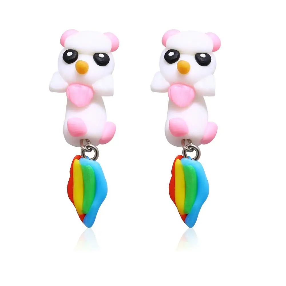 Colorful unicorn soft ceramic earrings creative cute cartoon animal earrings Fast delivery
