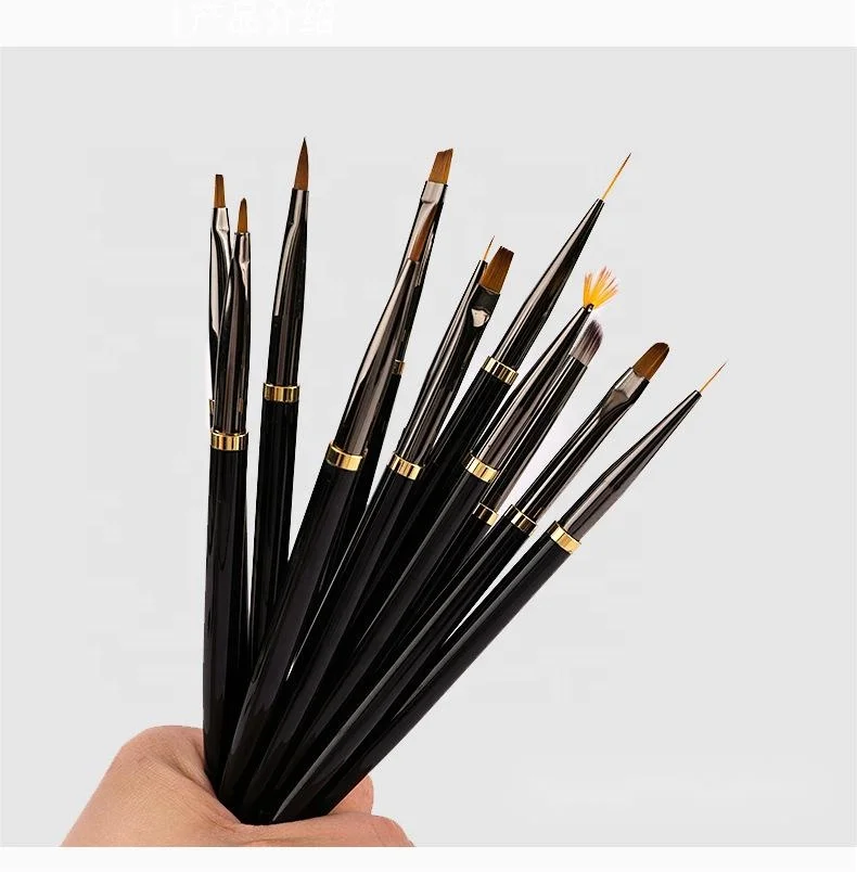 High quality detail painting kit nail art design handle brush set new nail polish brush art brush for  Professional Salon