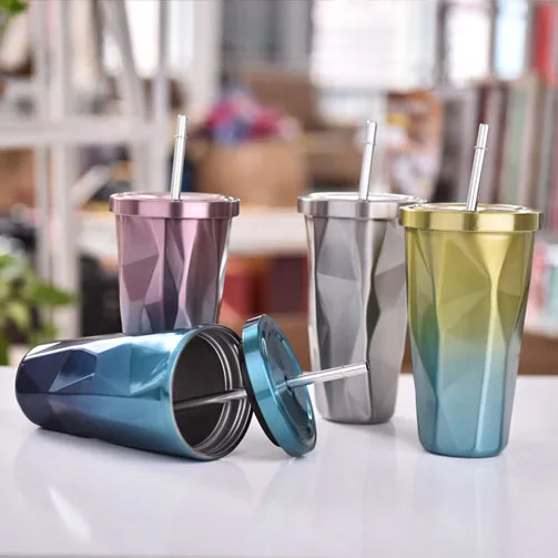  Оптовая продажа 17oz 500ml яркий дорожный с двойными стенками Вакуумный термос из нержавеющей стали бриллиантами стакан кружка кофе чашки